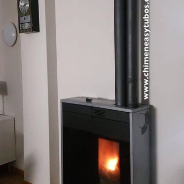 Chimeneas Picos de Europa - Estufa de pellets con poco fondo y aire caliente canalizado